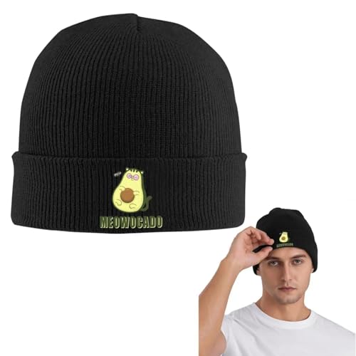 Avocato Divertido Gato Mono Aguacate Cálido Gorra de Punto Moda Gorro Topero Otoño Invierno Outdoor Gorros de Aire Rojo para Hombres Mujeres Adultos