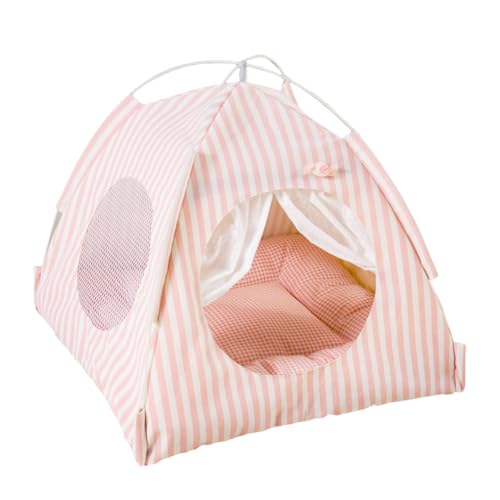 Eiuuioj夏用猫用テント 半密閉式犬小屋 四季対応 ユニバーサル 快適 猫用テント 取り外し可能 洗える ペット用品 (ピンク,XL)