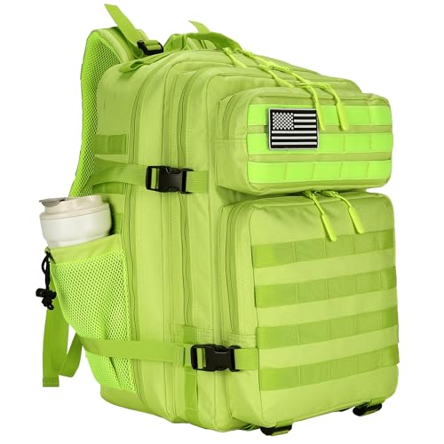 Lovelinks21 45L Tactical Assault Backpack 3 day assault pack with Molle Waterproof backpack Rucksack for Tactical Backpacks (Fluorescent Green)