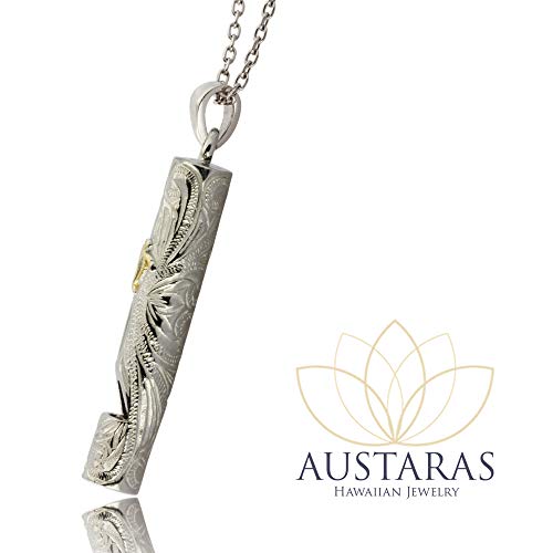 Austaras Hawaiian Turtle Bar Necklace - 925 Sterling Silver Plated Stainless Steel Whistle Pendant #TOP3