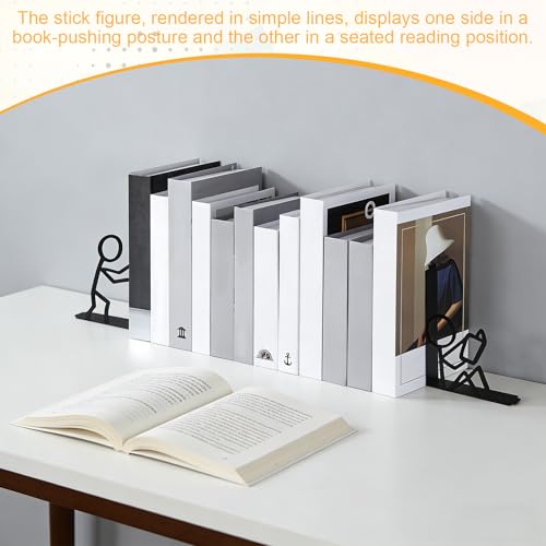 Bookends,Strichmännchen-Buchstützen, Verhindern Das Verrutschen, für Schlafzimmer, Bibliotheken, Büros, Schulen Und Zur Organisation des Schreibtisches, EIN Paar