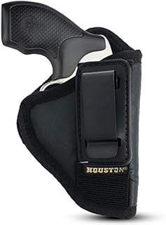 IWB TUCKABLE Revolver Holster by Houston - ECO Leather Concealed Carry Soft Material | Suede Interior for Protection | Fits Any 38 J Frames, S&W, Charter Arms, Rossi 38, Taurus,BG,LCR (Right)