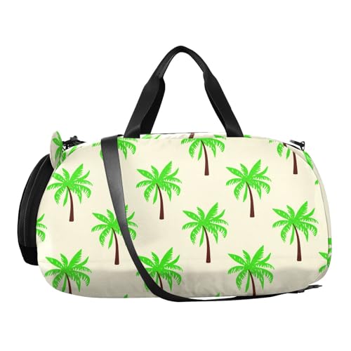 Green Palm Trees Kids Travel Duffel Bag for Boys Girls Overnight Weekend Tote Bag with Shoes Compartment for Beach Swim Trip2