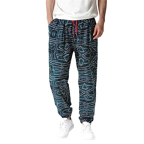 Pantalon en coton et lin pour homme avec imprimé tendance coupe sport et détente