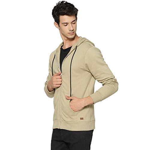 Image of CAHOOT Men's Zip-Front Hoodie with Contrast Drawstring for Casual Wear | Long Sleeve | Hooded Neck | Zipper Closure | Cotton Sweatshirt Crafted with Comfort Fit for Everyday Wear
