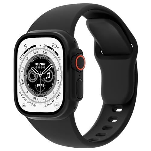 Sport Bands Compatible with Apple Watch 38mm 40mm 41mm 42mm 44mm 45mm 49mm, Soft Silicone Replacement Waterproof Strap Wristband for iWatch Series Ultra 9/8/7/6/5/4/3/2/1 SE Women Men, Black