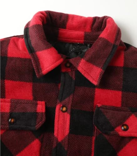 INVACHI Men's Flannel Jacket Plaid Sherpa Lined Flannel Shirt Snap Button Warm Winter Jackets Pockets4