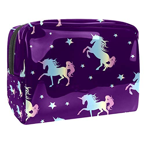 Preisvergleich Produktbild Make-up-Kosmetiktasche, multifunktional, Reise-Kulturbeutel, Organizer für Frauen, Einhorn, Stern, Silhouette, Lila