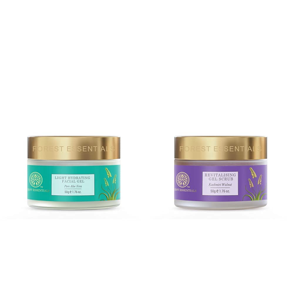 Forest Essentials Pure Aloe Vera Light Hydrating Gel, 50g & Forest Essentials Revitalising Kashmiri Walnut Gel Scrub, 50g-picture-40