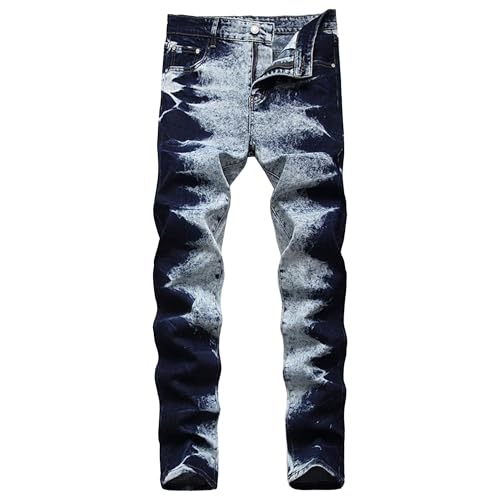 Men's Printed Stretch Fashion Jeans Slim Fit Casual Skinny Denim Pants Straight Leg Comfort Jogger Jeans
