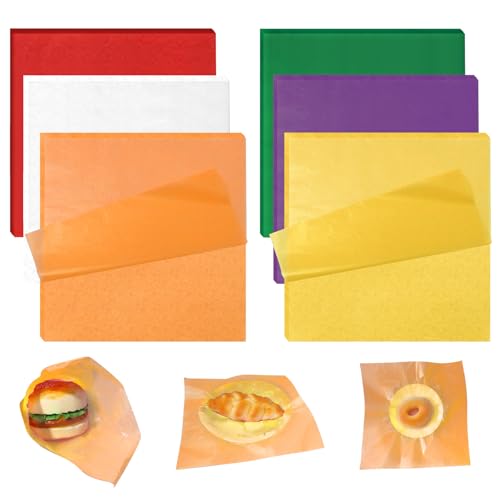 Olutacot 300 Sheets Deli Wax Paper, 12x12 Inch, Multicolor, Food Wrapping Paper for Bread, Sandwiches, Parties, Picnics