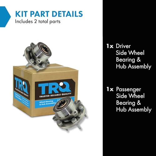 Image of TRQ Left and Right Wheel Bearing and Hub Assembly Set 2 Piece Compatible with 2011-2012 Ford Explorer 2013-2019 Explorer Police Package Steel Wheels 2013-2019 Police Interceptor Utility