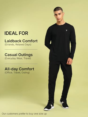 Image of TECHNOSPORT Men's Straight Fit Cargo Track Pants with Multiple Pockets, TS Flexi Quick Dry Stretchable Lightweight Joggers for Gym and Casual Wear