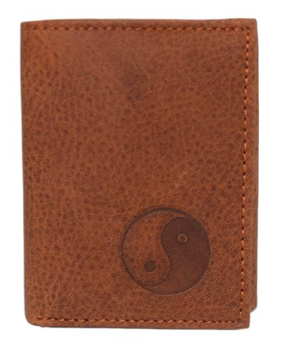 MARSHAL Real Leather Yinyang Bifold Trifold Wallet RFID Blocking Wallets for Men (Trifold)4