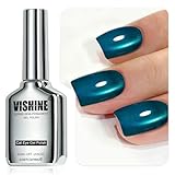Vishine Vernis Semi-Permanent Œil de Chat Pailleté 16ml,Cat Eye Gel Effet Galaxie Holographique Réfléchissant,Nail Art DIY Iceland Blue MY425