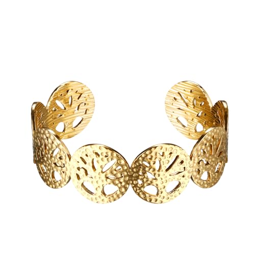 OIDEA Tree of Life Bracelet for Women: Gold Tone Elegant Tree of Life Bangle Cuff Bracelets Stainless Steel Women's Bracelets Jewelry Gifts