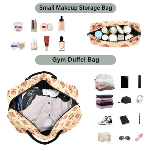 senya Weekender Bags Travel Duffel Gym Bag 4359 Mandala Orange Boho Carry on Overnight Tote Bag with Toiletry Bag for Airplane Travel Trip Gym Yoga4