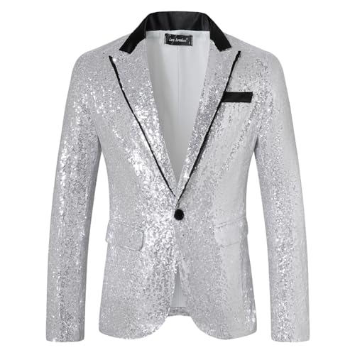 Veste à paillettes pour homme avec coupe droite disco
