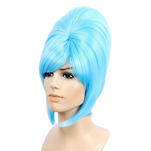 STfantasy Beehive Wigs for Women Halloween Cosplay Auburn Costume Hair withCap,17 Inches Sky Blue