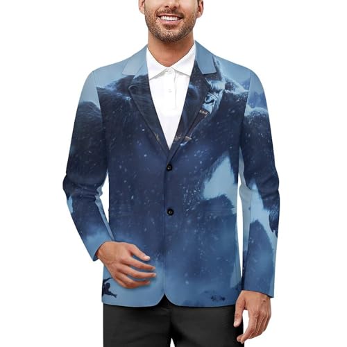 Angry Gorillas Mens Suit Jacket Lapel Blazers V Neck Button Business Coat Tuxedo for Wedding Party