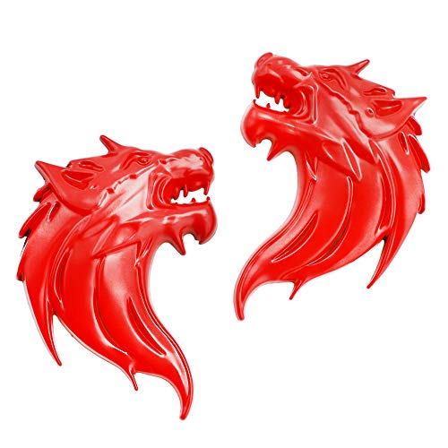 UpAuto 2 peças Cool Wolf Head Car Side/Traseira/Frontal Emblema Emblema 3D autoadesivo placa de iden