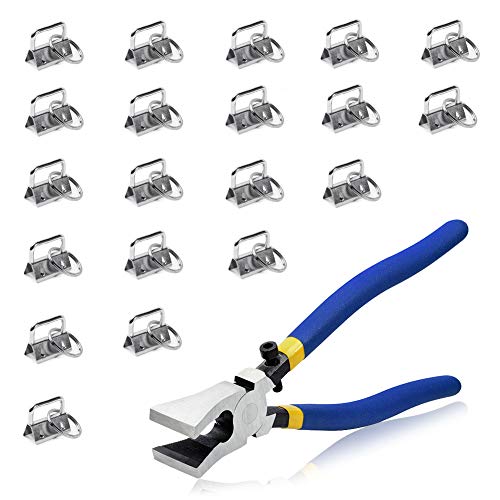 SPEEDWOX ひも留金具 20個 平ペンチ プライヤー セット シルバー 平ヒモ用 紐留め ワニカン 留め具 ワニグチ ひも留 エンドパーツ バッグ用止めくわえカン 基礎 ツール 工具 ストラップ キーホルダー 手芸用品 アクセサリー製作 手作り ハンドメイド