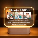Lámpara Personalizada - Lampara con Foto y con Texto, Regalos Originales, Luz LED, Regalo para Pareja, Amigos, Familiares, Regalos Personalizados, Placa de Metacrilato con Luz (PROFESORA)