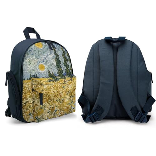 Wheat Fields And Cypress Trees Backpack for Men Women, Durable Small Bookbag Lightweight Daypack for Travel, Hiking, Blue-style4