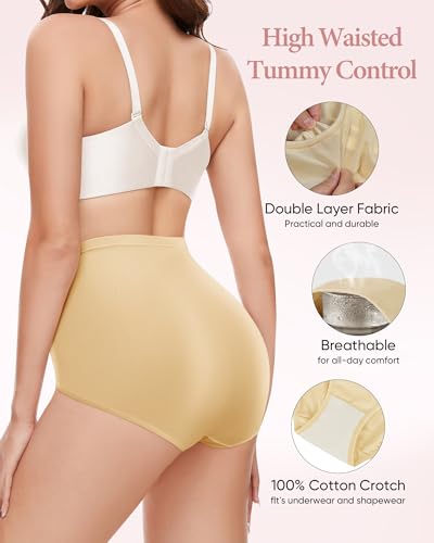 MIOTAN Women's Underwear 4 Pack Tummy Control High Waisted Ladies Panties Postpartum Compression Briefs,Multi-B,M — view 4