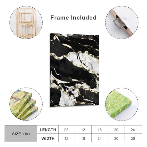 Impression sur toile texture marbre noir et blanc tableau mural de salon