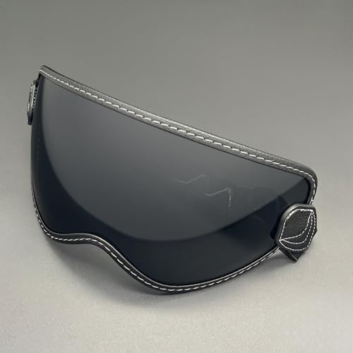 ANSUNDA Retro Helmet Bubble Visor Replacement,Motorcycle Bubble Shield Goggles Lens for Open Face 3/4 Face Helmet (Deep Black-Day Use Only)