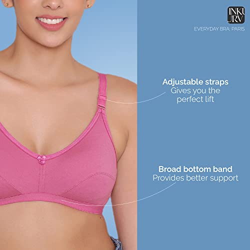 Image of INKURV Everyday Bra for Women's and Girls | Non Padded | Non Wired | Full Coverage Bra in Rich Cotton Fabric - Paris | Combo of 2 |