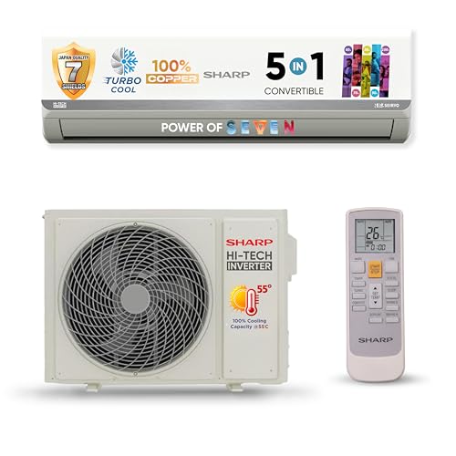 Image of SHARP 1.5 Ton 3 Star 5-in-1 Convertible, Turbo Cool Technology, Anti-Corrosive Gold Fin Coating, Inverter Split AC, AH-SI18V3B-GC
