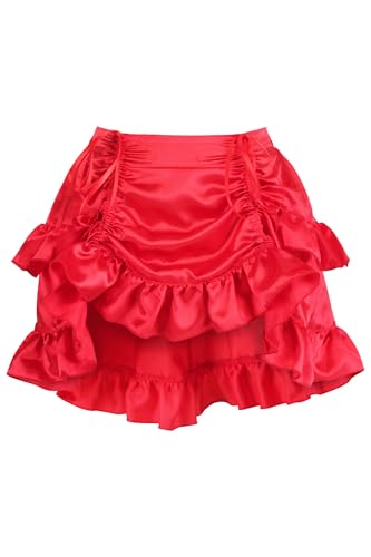 Daisy corsets Women's Red Satin Ruched Bustle Mini Skirt