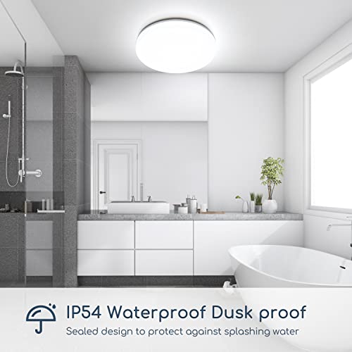 Aigostar Modern Flush LED Ceiling Light, 18W 2100lm, IP54 Waterproof, 6500K, 136W Equivalent for Kitchen, Bedroom - Cosy Home Interiors Aigostar Modern Flush LED Ceiling Light, 18W 2100lm, IP54 Waterproof, 6500K, 136W Equivalent for Kitchen, Bedroom - Image 2