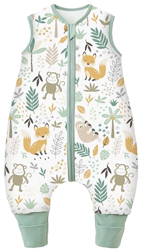 Chilsuessy Baby Schlafsack mit Füßen 3.5 Tog Kinder Winter Schlafsack Soft Baumwolle Baby Schlafsack mit Beinen für Jungen und Mädchen, 3.5 Tog/Wald, 90cm/Baby Höhe 95-105cm
