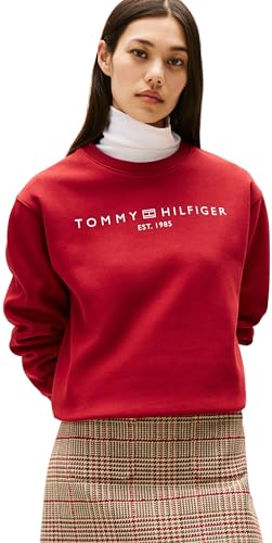 Tommy Hilfiger Damen Sweatshirt ohne Kapuze, Rot (Regatta Red), XXS – Ansicht 1
