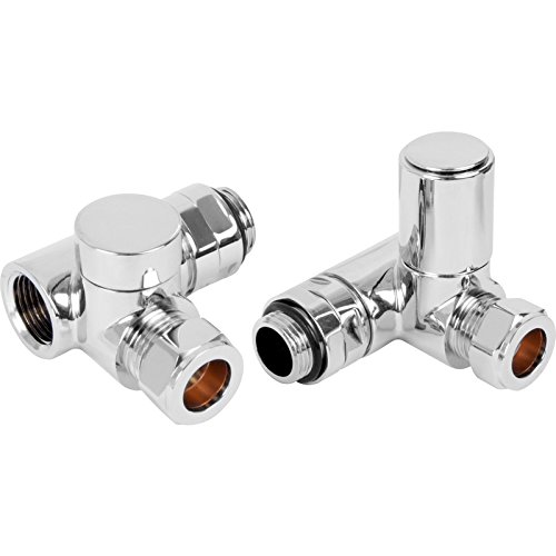 Dual Fuel Corner Towel Radiator Valve Angled