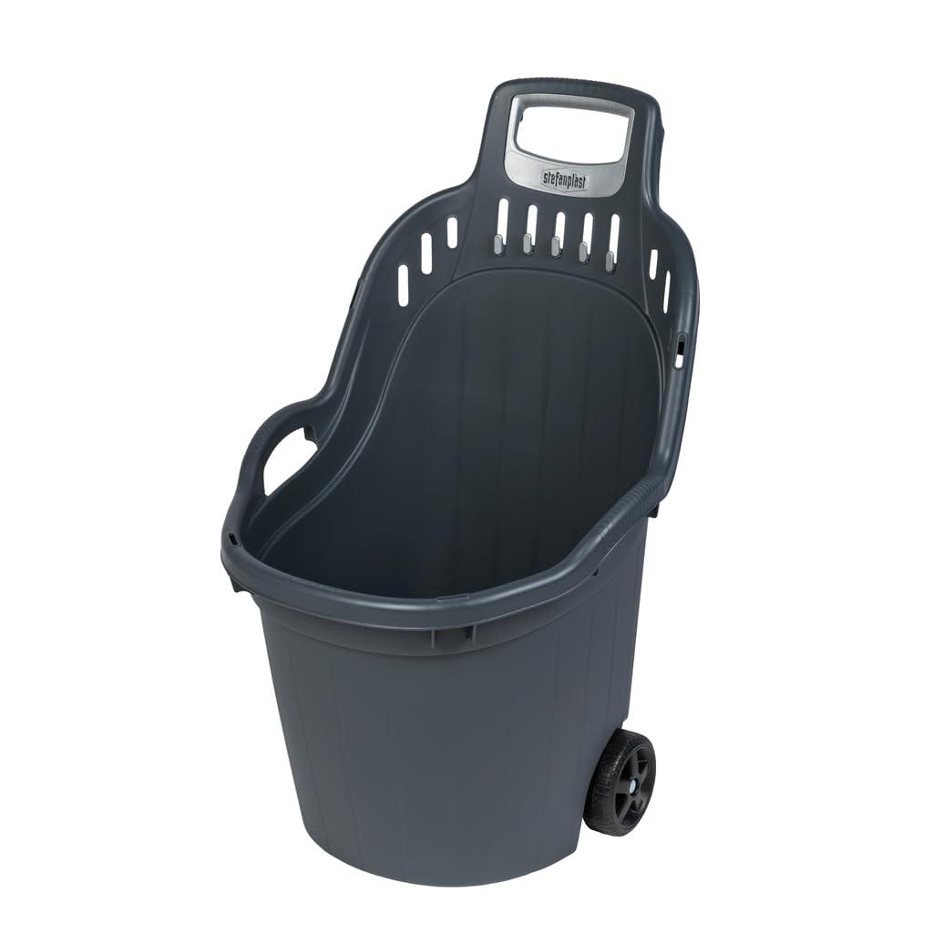 Chariot de jardin Helpy, capacité utile de 50 l, charge maximale : 60 kg, roues sur axe métallique, gris