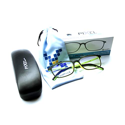 PIXEL LENS FOTOCROMATICI SUNNY SPRING Occhiali PC,TV,Tablet,Gaming. Contro Stanchezza Occhi, Comfort Visivo, Montatura Leggera Acciaio-TR90, Certificati Luce blu -41% e UV -100%,Test Università Torino