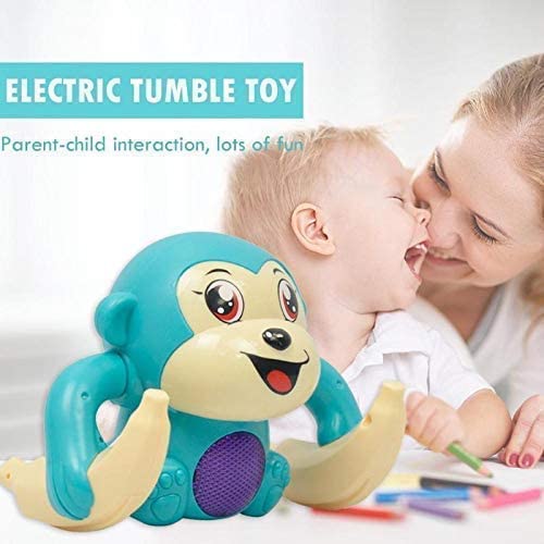 DD Retails Musical Monkey Toy with Light & Sound | Jumping Tumbling Monkey with Banana Toy for Kids | 360 Degree Rotation Dancing and Spinning Toy | Multi Colour (Pack of -1) 4