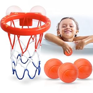 Bath Toys, Bathtub Basketball Hoop for Kids, Toddlers, Boys, and Girls, 3 Balls No Holes, Mold Free Bath Toys and Strong Suction Cup, Fun Bathtub Toys & Shower Bath Toys for Toddlers and Kids