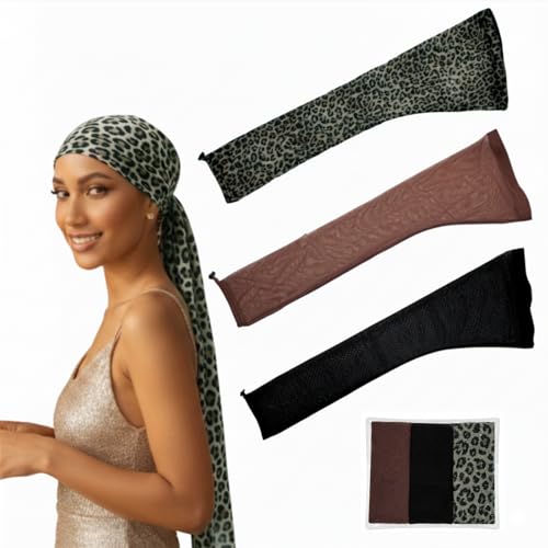 Qtaikong 3 PCS Breathable Loc Sleeve for Locs Dreadlocks Twists and Braids Extra Long Stretchy Hair Weave Sleeve & Wig Cap for Women Reusable Lightweight Hairsleeve