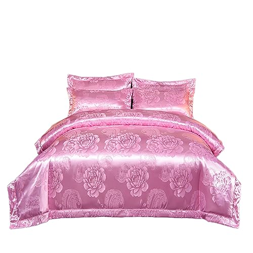 DXHOME Juego de ropa de cama de 220 x 240 cm, diseño floral, jacquard, satén, seda, juego de 3 piezas, reversible, microfibra, con cremallera y 2 fundas de almohada de 80 x 80 cm