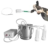 Machine à traire rechargeable pour vaches, brebis et chèvres, 5 L, alimentée par batterie, avec seau à lait en acier inoxydable, arrêt automatique, extraction de lait confortable, idéale pour