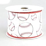 Baseball Wired Ribbon Red Black and White 2.5