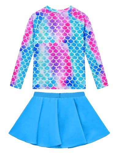 Image of Snowheart Girls Rash Guard Swimsuit Set Long Sleeve Bathing Suit Two Piece 3-12 Years