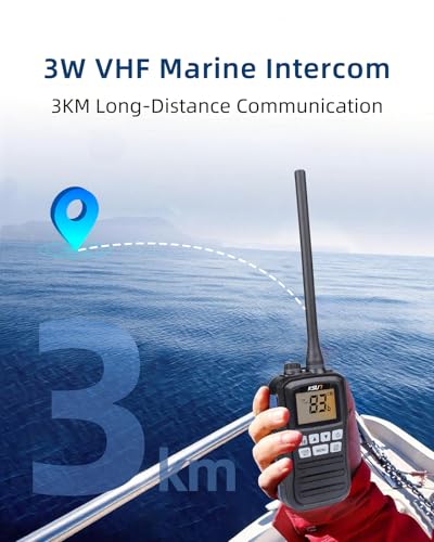 Image of KSUN Handheld Two-Way VHF Marine Radio, NOAA Weather, Portable Marine Radios, Floating IPX7 Waterproof, International Channel, Vibration Drainage, Boat Two Way Radio Gift for Kayak Fishing, 2 Pack