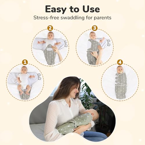 Image of Mama Cheetah Organic Baby Swaddle Blankets 3 Pack, Easy to Use Adjustable Swaddling Swaddles for 0-3 Months Boy Girl Newborn Essentials, Grey
