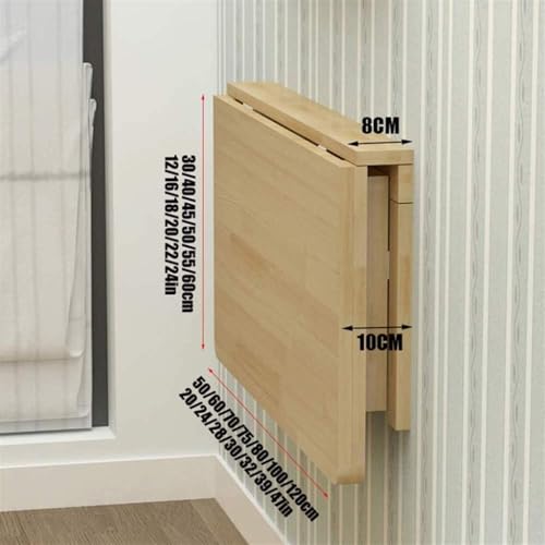 Table murale en bois massif premium, bureau rabattable élégant 60x40